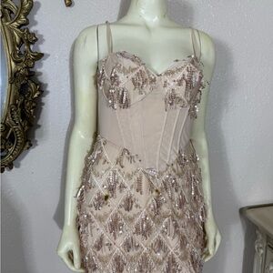 1940’s Vintage showgirl Dress in Cream and Gold